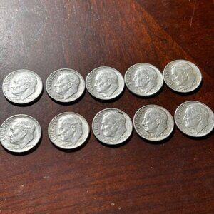 1964 Roosevelt Dime Set – 90% Silver (10 Coin Lot)
